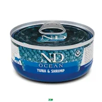 N&D Ocean Cat Wet Tuna&Shrimp konservuotas pašaras katėms, tunas, krevetės; 70g