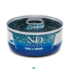 N&D Ocean Cat Wet Tuna&Shrimp konservuotas pašaras katėms, tunas, krevetės; 70g