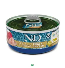 N&D Natural Cat Wet Tuna&Chicken konservuotas pašaro papildas katėms, tunas, vištiena; 70g, 140g