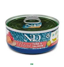N&D Natural Cat Wet Tuna&Salmon konservuotas pašaro papildas katėms, tunas, lašiša; 70g, 140g