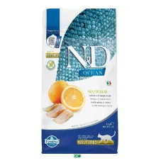 N&D Ocean Cat Dry Herring&Orange sausas pašaras katėms, apelsinai, silkė; 300g, 1.5kg, 10kg