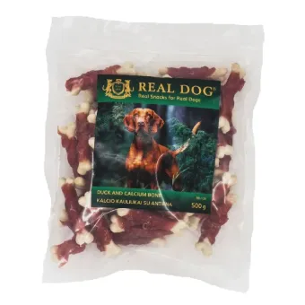 Real Dog Snack kalcio kauliukai su antiena, skanėstas šunims; 500g Real Dog Snack kalcio kauliukai su antiena, skanėstas šunims; 500g