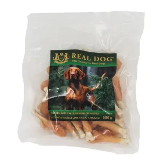 Real Dog Snack vištienos kulšelė ant kalcio kauliuko, skanėstas šunims; 500g Real Dog Snack vištienos kulšelė ant kalcio kauliuko, skanėstas šunims; 500g