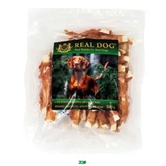 Real Dog Snack menkės juostelės apvyniotos vištiena, skanėstas šunims; 500g
