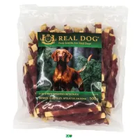 Real Dog Snack menkės juostelės apvyniotos antiena, skanėstas šunims; 500g