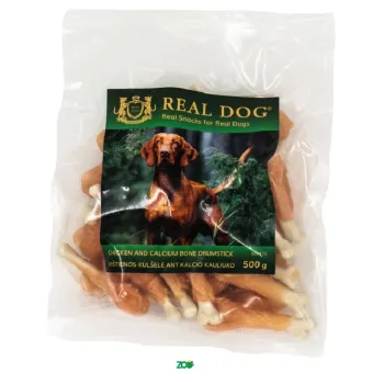 Real Dog Snack vištienos kulšelė ant kalcio kauliuko, skanėstas šunims; 500g