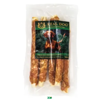 Real Dog Snack odos ritinys, apsuktas vištiena, skanėstas šunims; 500g