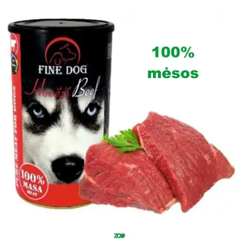 Fine Dog 100% Beef konservuotas pašaras suaugusiems šunims, jautiena; 1200g