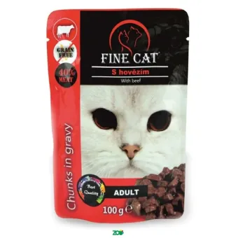 Fine Cat Adult Chunks Beef konservuotas pašaras katėms, jautiena; 22x100g