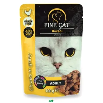 Fine Cat Adult Chunks Chicken konservuotas pašaras katėms, vištiena; 22x100g