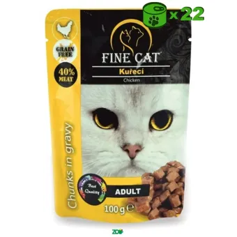 Fine Cat Adult Chunks Chicken konservuotas pašaras katėms, vištiena; 22x100g
