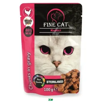 Fine Cat Adult Chunks Chicken Sterilised konservuotas pašaras sterilizuotoms katėms, vištiena; 22x100g