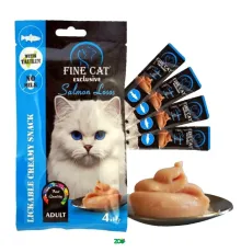 Fine Cat Exclusive Cremy Salmon skanėstai katėms, lašiša; 4x15g