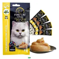 Fine Cat Exclusive Cremy Chicken & Shrimps skanėstai katėms, vištiena, krevetės; 4x15g