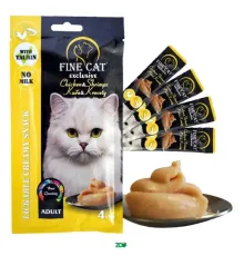 Fine Cat Exclusive Cremy Chicken & Shrimps skanėstai katėms, vištiena, krevetės; 4x15g