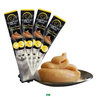 Fine Cat Exclusive Cremy Chicken & Shrimps skanėstai katėms, vištiena, krevetės; 4x15g