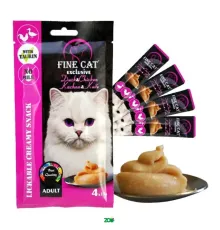 Fine Cat Exclusive Cremy Duck & Chicken skanėstai katėms, vištiena, antiena; 4x15g