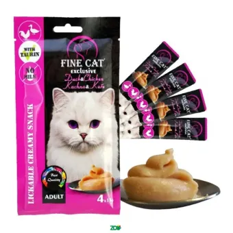 Fine Cat Exclusive Cremy Duck & Chicken skanėstai katėms, vištiena, antiena; 4x15g