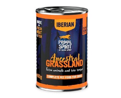 Alpha Spirit Ancestral Grassland konservuotas pašaras suaugusiems šunims, kiaulena; 400g