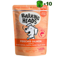 Barking Heads Pooched Salmon konservuotas pašaras suaugusiems šunims, lašiša ir sardinė; 10x300g