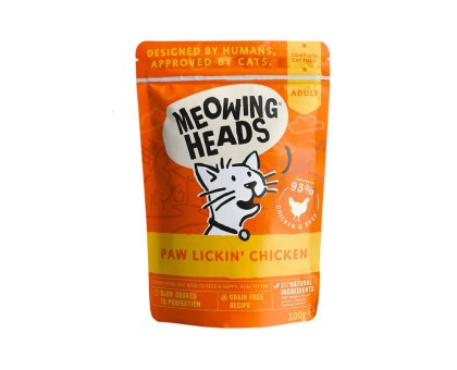 Meowing Heads Paw Lickin Chicken konservuotas pašaras katėms, vištiena; 10x100g