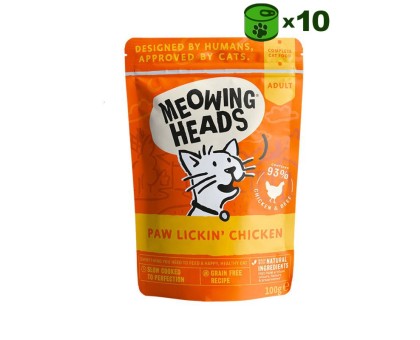 Meowing Heads Paw Lickin Chicken konservuotas pašaras katėms, vištiena; 10x100g