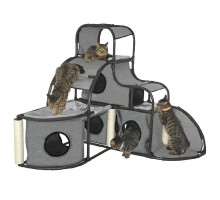 Croci Parkour draskyklė-namas katėms, pilkas, 122x122x112cm