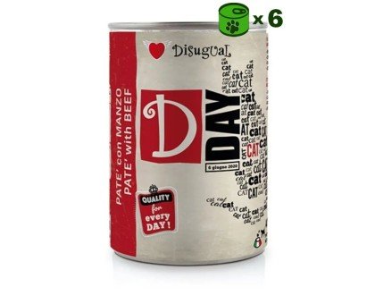 Disugual D Day Cat Beef paštetas konservuotas pašaras katėms, jautiena; 6x400g