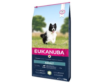 Eukanuba Adult S/M Breeds Lamb sausas pašaras suaugusiems šunims mažo ir vidutinio dydžio veislų, ryžiai, ėriena; 2.5kg, 12kg