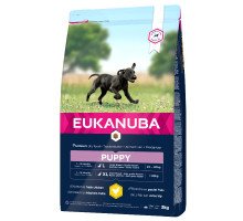 Eukanuba Puppy L/XL Breeds Chicken sausas pašaras šuniukams didelių veislų, vištiena; 3kg, 15kg