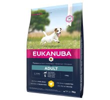 Eukanuba Adult S Breeds Chicken sausas pašaras suaugusiems šunims mažo dydžio veislų, vištiena; 3kg, 15kg