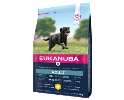 Eukanuba Adult L/XL Breeds Chicken sausas pašaras suaugusiems šunims didelio dydžio veislų, vištiena; 15kg