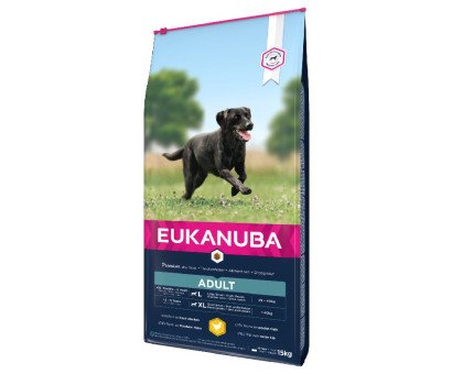 Eukanuba Adult L/XL Breeds Chicken sausas pašaras suaugusiems šunims didelio dydžio veislų, vištiena; 15kg