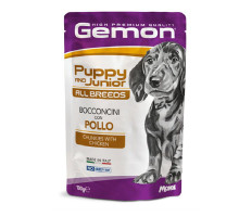 Gemon Wet Dog Pouches Chunkies Puppy&Junior chicken konservuotas pašaras šuniukams, vištiena; 100g