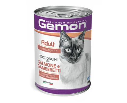 Gemon Wet Cat Chunkies Adult salmon & chrimps konservuotas pašaras katėms, lašiša, krevetės; 415g