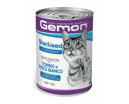 Gemon Wet Cat Chunkies Adult Tuna Ocean Fish konservuotas pašaras katėms, žuvis; 415g