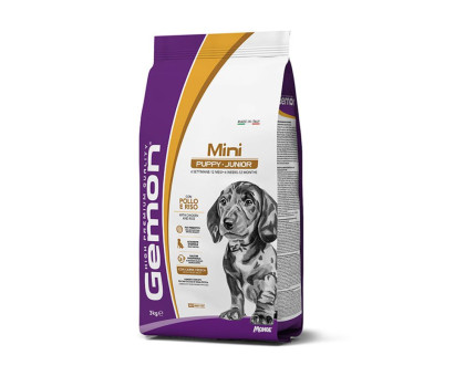 Gemon Dog Mini Puppy & Junior chicken & rice sausas pašaras šuniukams mažo dydžio veislų, vištiena; 3kg