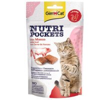 GimCat Nutri Pockets Beef&Malt skanėstai katėms, jautiena; 60g