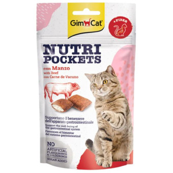 GimCat Nutri Pockets Beef&Malt skanėstai katėms, jautiena; 60g GimCat Nutri Pockets Beef&Malt skanėstai katėms, jautiena; 60g