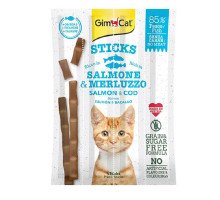 GimCat Sticks Salmon & Poultry skanėstas katėms begrūdės lazdelės, lašiša ir upėtakis; 4vnt