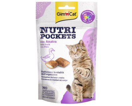 GimCat Nutri Pockets Duck skanėstai katėms, antiena; 60g