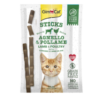 GimCat Sticks Lamb & Poultry skanėstas katėms begrūdės lazdelės, paukštiena, ėriena; 4vnt GimCat Sticks Lamb & Poultry skanėstas katėms begrūdės lazdelės, paukštiena, ėriena; 4vnt