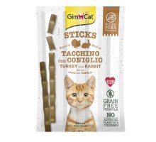 GimCat Sticks Turkey & Rabbit skanėstas katėms begrūdės lazdelės, kalakutiena, triušiena; 4vnt