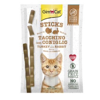 GimCat Sticks Turkey & Rabbit skanėstas katėms begrūdės lazdelės, kalakutiena, triušiena; 4vnt GimCat Sticks Turkey & Rabbit skanėstas katėms begrūdės lazdelės, kalakutiena, triušiena; 4vnt