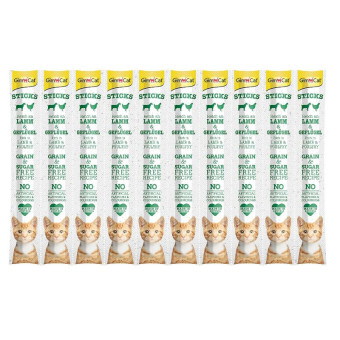 GimCat Sticks 10 Lamb & Poultry skanėstas katėms begrūdės lazdelės, paukštiena, ėriena; 10vnt GimCat Sticks 10 Lamb & Poultry skanėstas katėms begrūdės lazdelės, paukštiena, ėriena; 10vnt