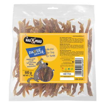 Hau&Miau antienos juostelės, minkštos, skanėstas šunims; 500g Hau&Miau antienos juostelės, minkštos, skanėstas šunims; 500g