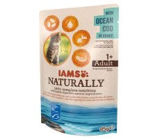 Iams Naturally Cat Ocean Cod konservuotas pašaras katėms, menkė; 85g