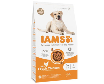 Iams Adult L Breeds Chicken sausas pašaras suaugusiems šunims didelių veislių, vištiena; 3kg, 12kg