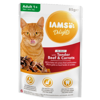 Iams Delights Cat Beef&Carrots konservuotas pašaras katėms, morkos, jautiena; 85g Iams Delights Cat Beef&Carrots konservuotas pašaras katėms, morkos, jautiena; 85g