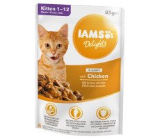 Iams Delights Kitten Chicken konservuotas pašaras kačiukams, vištiena; 85g